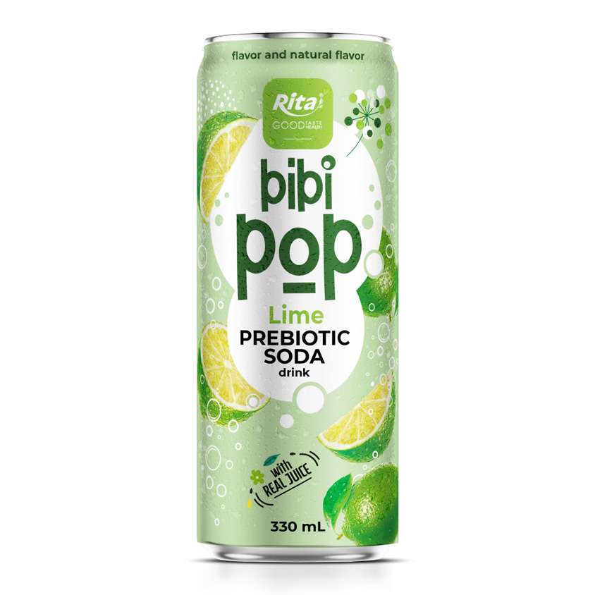 Bibi Pop Prebiotic Soda drink with real lime juice 330ml